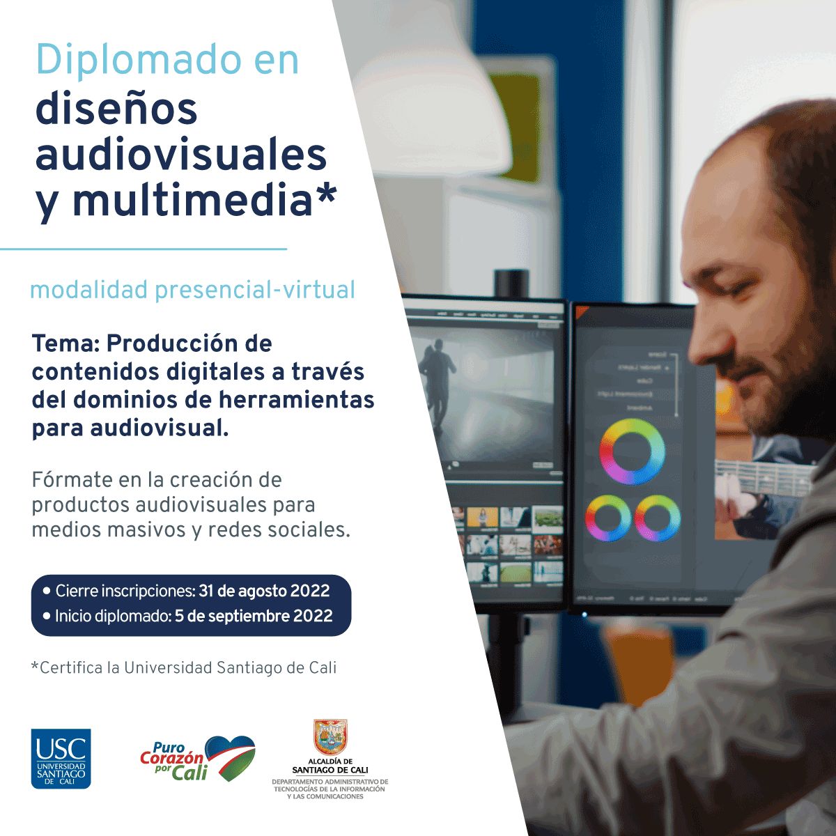 AlcaldiaDeCali's tweet photo. 📣Diplomados gratuitos para habitantes de las comunas 1, 15, 16 y 19. Para esta ocasión, serán certificados por la @usantiagodecali.

Inscríbase aquí: https://t.co/zgZRbqgqWu

@TICAlcaldiaCali @JorgeIvanOspina https://t.co/Wa6Lv1w3xu