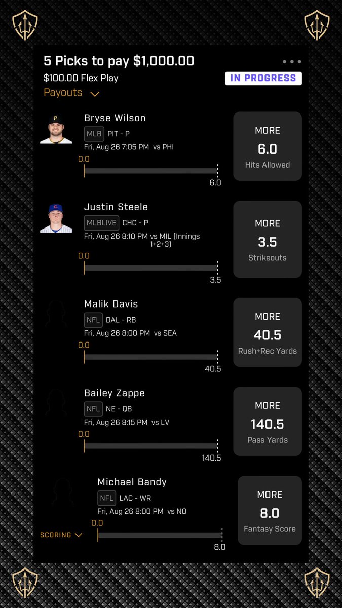 Trident_DFS's tweet photo. 🔱🤑 10 Days of Giveaways #5 🤑🔱

If this goes 4/5, I’m sending someone $50! If it goes 5/5, someone’s getting $100!

Rules To Enter

Follow @Trident_DFS!
Like this post!
Retweet this post!

Good luck!

#MLB #PrizePicks #SportsBetting #GamblingTwitter #BettingTips #DFS https://t.co/UW3VoaRTWi