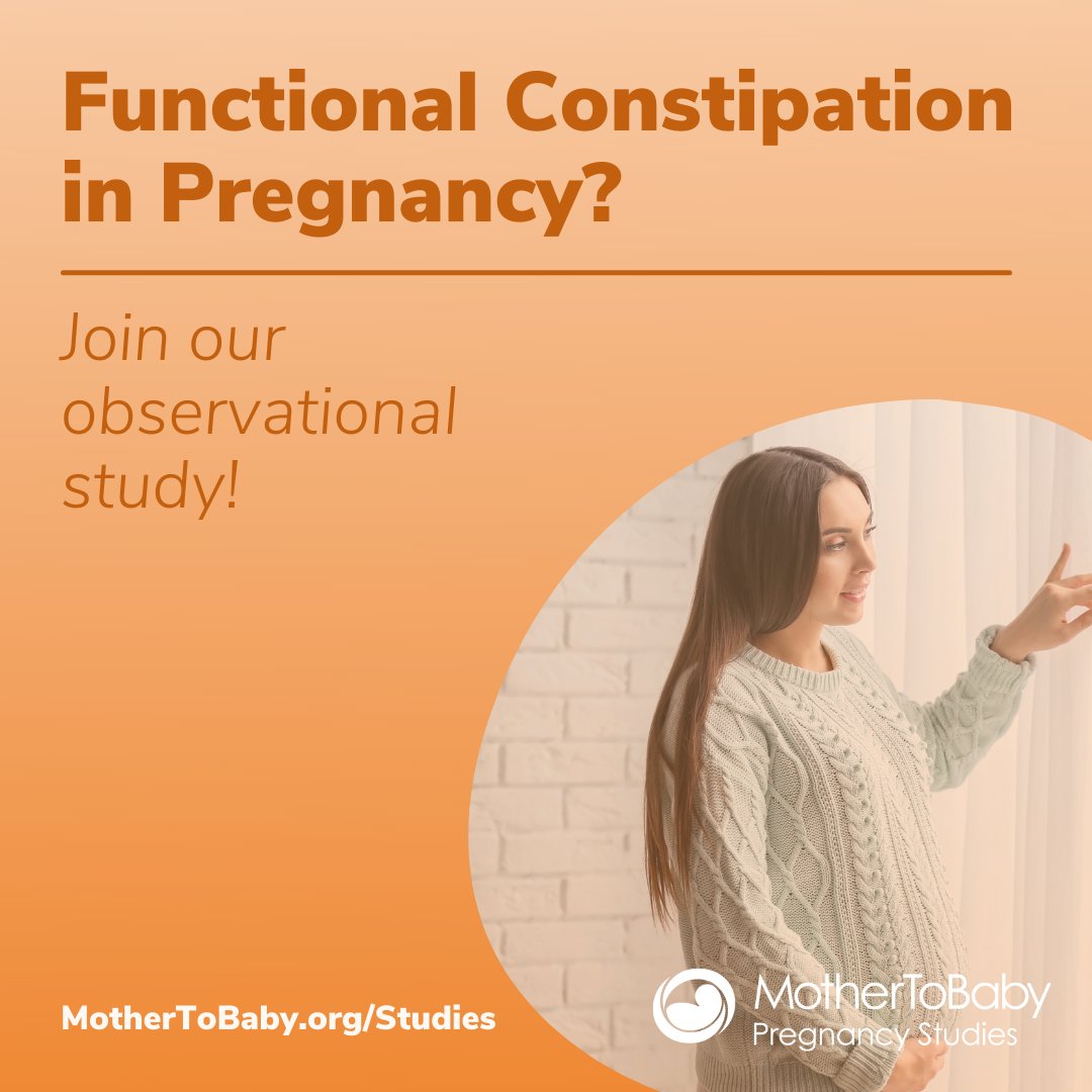 MotherToBaby's tweet photo. MotherToBaby is currently enrolling people in an observational study to learn about #functionalconstipation and its treatment in pregnancy. All studies are conducted through phone interviews—no changes to normal treatment or travel required. https://t.co/VnO5V8jPJX https://t.co/9whhlmUIMG