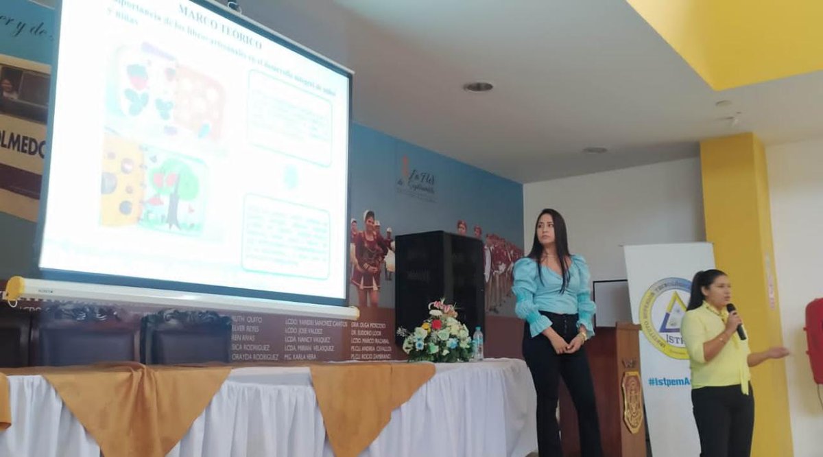 ISTPEM1's tweet photo. Ponencia: Los libros infantiles artesanales en la estimulación del pensamiento lógico de niños y niñas de 12 a 36 meses del CNH Arco Iris de ternura del Cantón 24 de Mayo.
Expositor:
Mg. Jessica Bermúdez
Lcda. Nancy Molina.
Tlga. Erika Quiroz
Tlga. Talia Zambrano del #ISTPEM https://t.co/0LreXYuU4N