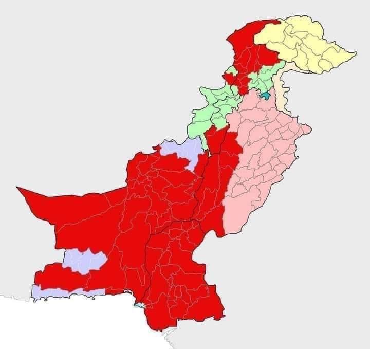 farman_lala1's tweet photo. All red areas are drowned by flood water!!! 🇵🇰🤲🏻😭

#PakistanFloods #FloodsInPakistan #Sawat #Balochistan #floodinbalochistan #FloodinSindhPakistan #Noshera https://t.co/NujrhnlmIX