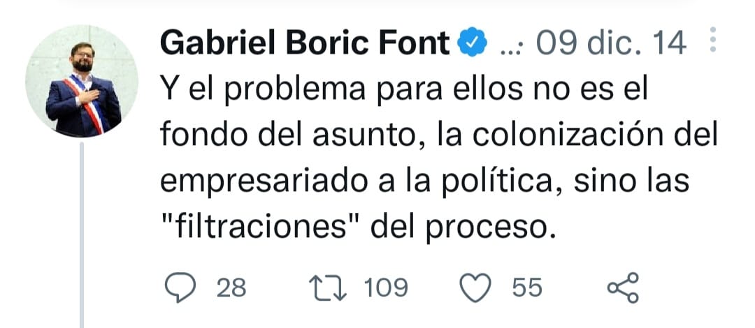 xxxxxxx03474898's tweet photo. Siempre hay un twitt de Gabriel Boric que contradice a Gabriel Boric https://t.co/4oviES9GQl