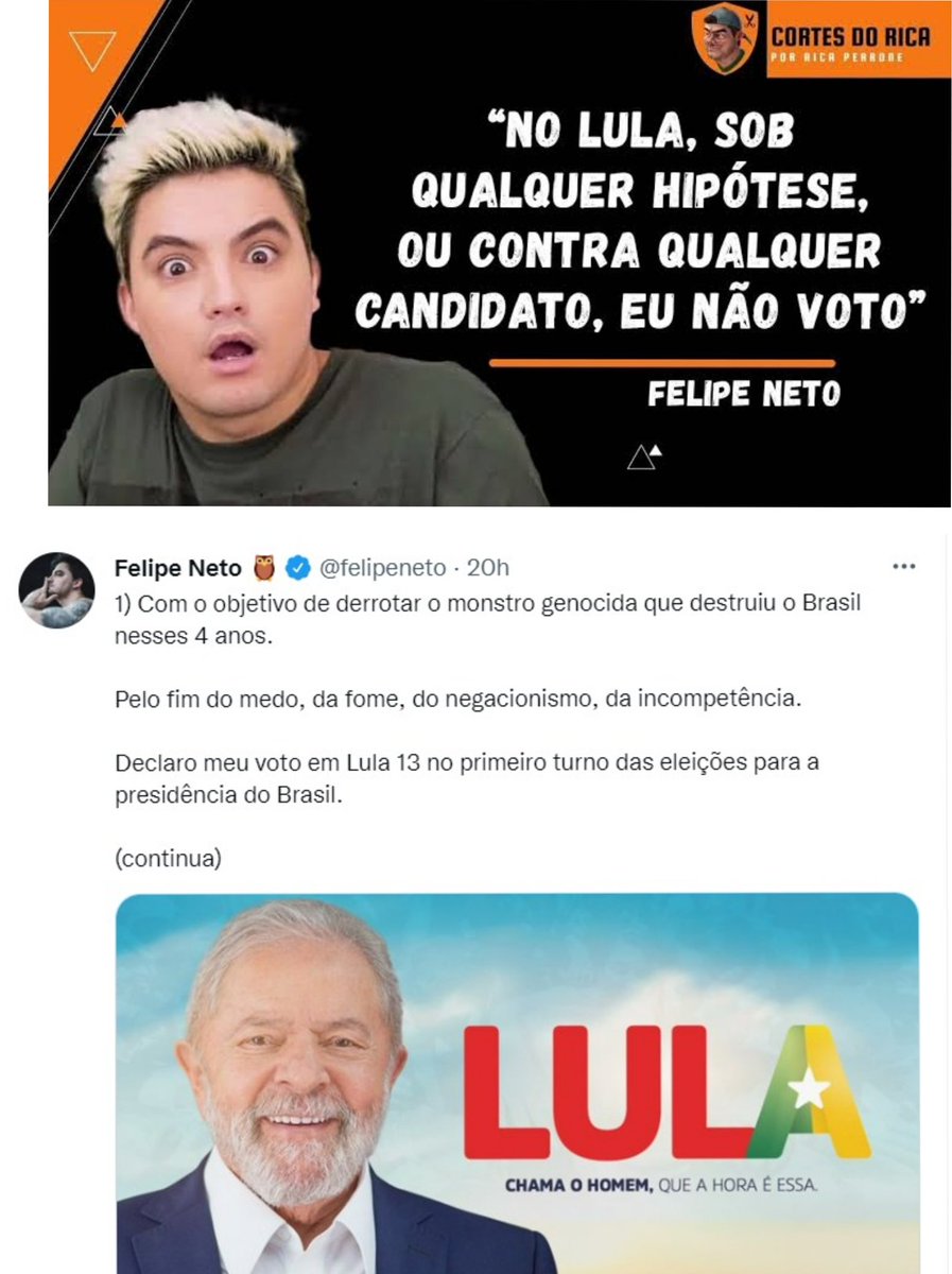 instrutormattos's tweet photo. 2022 e ainda tem gente que acredita em @felipeneto ? 😂😂😂😂😂

#felipeneto #Eleicoes2022 https://t.co/C6lclw0hhn