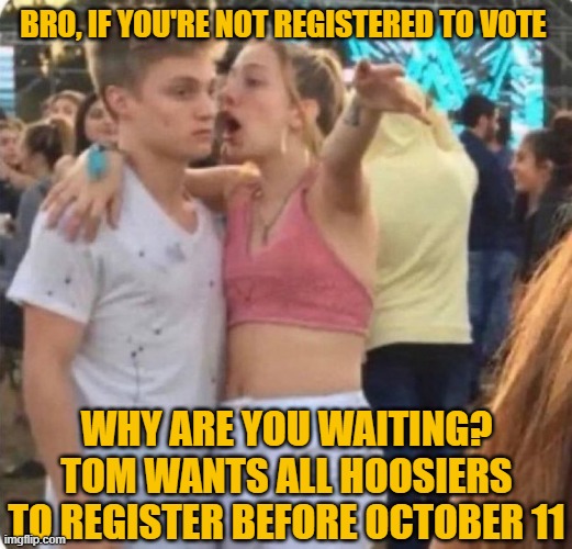 gomcdermott's tweet photo. There are 46 days left to #registertovote in #Indiana.
I support legislation to restore and strengthen parts of the #VotingRightsAct of 1965. 

☑️Register by October 11 at https://t.co/LALoQ6hIHL 

🗳️Then Vote for Tom Mcdermott by November 8.

#voteindiana #INSEN #gomcdermott https://t.co/44o6Wip3tI