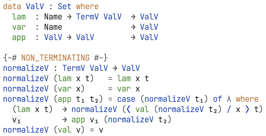 Dear #pltwitter, 1st screenshot is a standard substitution function for closed λ terms. 2nd screenshot is capture avoiding for open λ terms, without needing to α rename (see normalizer in third screenshot). Is the technique in the 2nd+3rd well-known/documented in the literature?