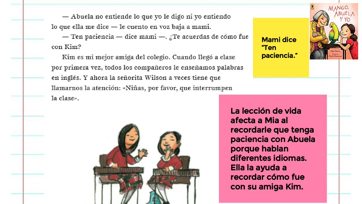 nisdelemelar's tweet photo. Getting wiser with Notice &amp; Note. Monday's signpost is #wordsofthewiser. This signpost helps readers dig deeper into the theme. Need a mentor text to teach this? Check out Mango, Abuela, and Me.  #nisdignited @NISDElemCI @Meg_Medina https://t.co/TG1VBrZ8bm