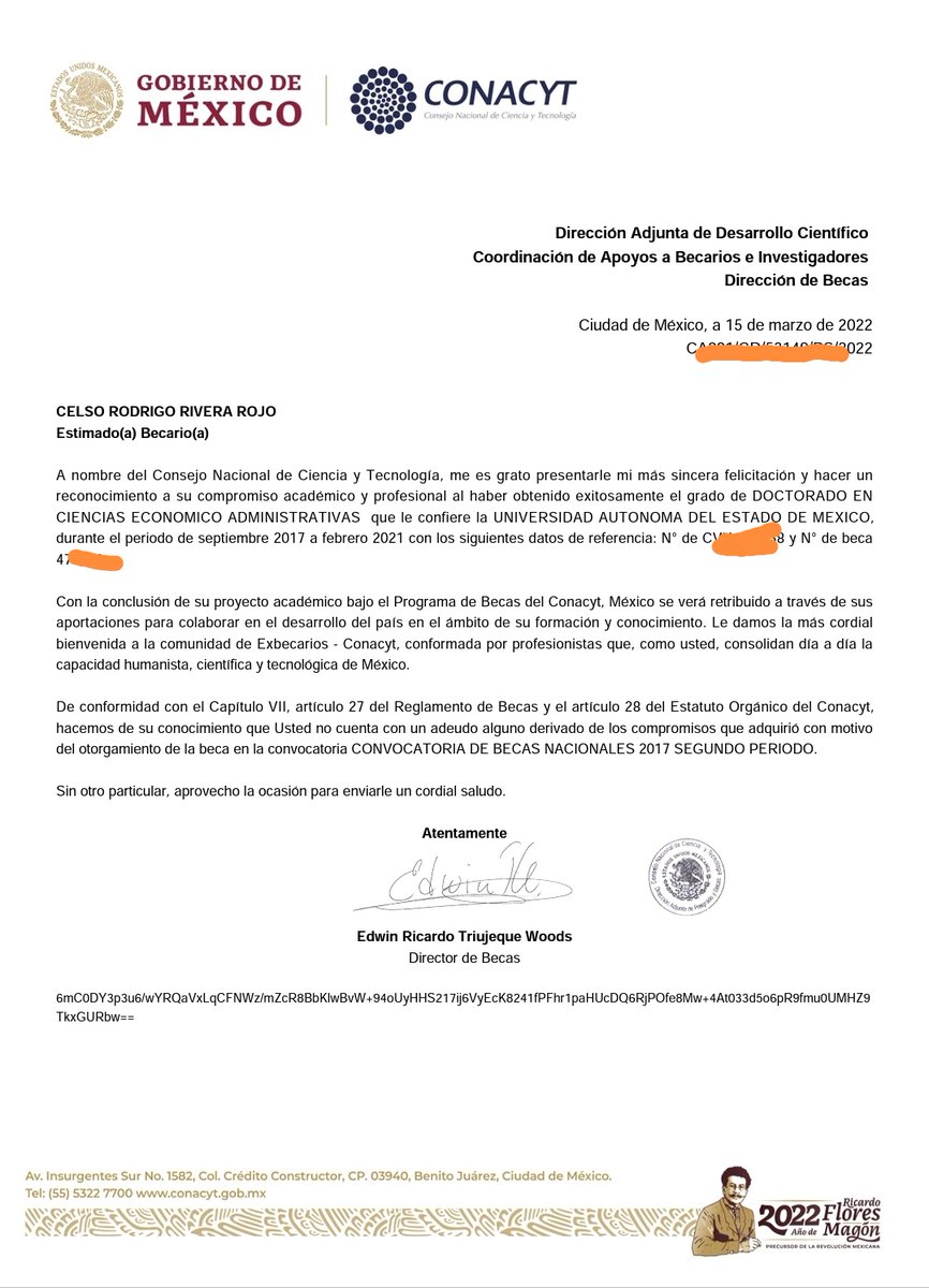 aoxel07's tweet photo. #Elactaeselgrado @Conacyt_MX @ElUniversal @Milenio @SinLinea_Mx @contralinea @ElenaBuylla El conacyt nos reconoce con el grado de Dr con este documento gestionado con el acta de evaluación y al mismo tiempo nos trunca la posibilidad de ingresar al SNI. https://t.co/gFCKX42Ehi