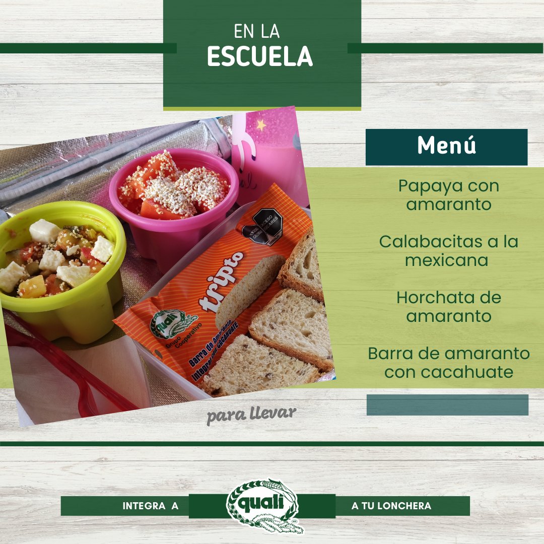 QualiMexico's tweet photo. Para este #RegresoAClases te damos unas opciones de #loncheraSaludable 
Los que si alimentan son #quali 
#amaranto #lunch #nutritivo #desayunosaludable https://t.co/YX1eJtnzch