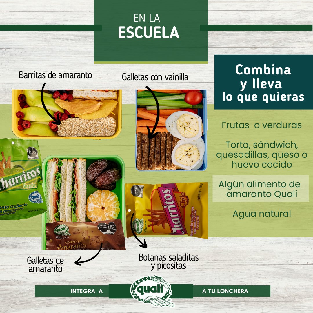Para este #RegresoAClases te damos unas opciones de #loncheraSaludable 
Los que si alimentan son #quali 
#amaranto #lunch #nutritivo #desayunosaludable
