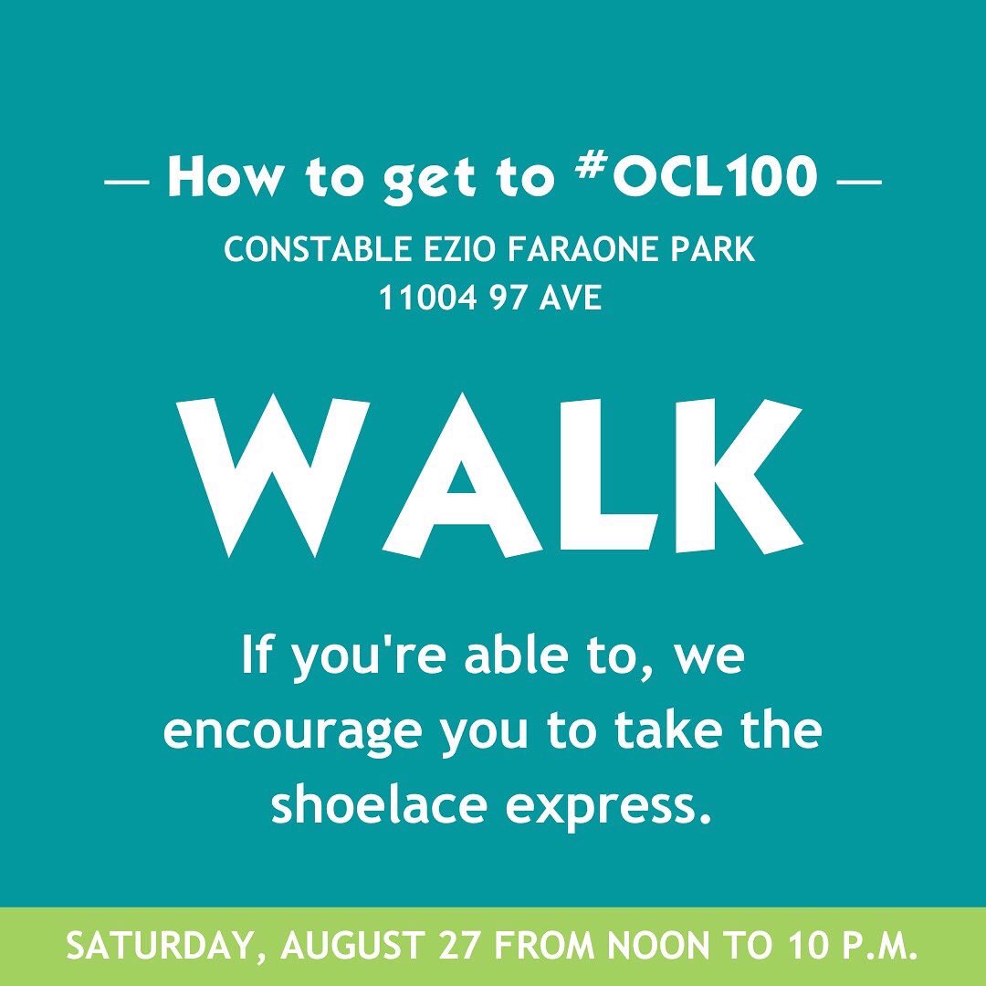 WCLYEG's tweet photo. Some important info on how to get to #OCL100 tomorrow. We *highly* recommend anything but driving 🚫🚗.  Walk 🚶, ride 🚲🧑‍🦽 or take public transit 🚇🚌. Swipe for options. However you decide to make your way, we ask everyone to be respectful of the neighbourhood. 🙏 #YegOliver https://t.co/tRvPJCw4Zg