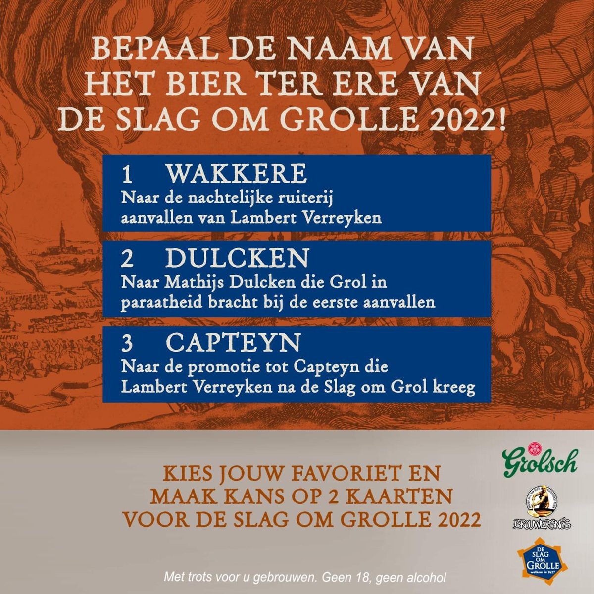 Samenwerking met <a href="/RoyalGrolsch/">Koninklijke Grolsch</a> en <a href="/SlagomGrolle/">Slag om Grolle</a> voor De Slag om Grolle 2022! Bepaal de naam van het bier en maak kans op 2 vrijkaarten!! 
Ontdek alles over de betekenis van de namen via grolsch.nl/slagomgrolle en zie onze socials! 🍻
#slagomgrolle #grolsch #brouwersnos