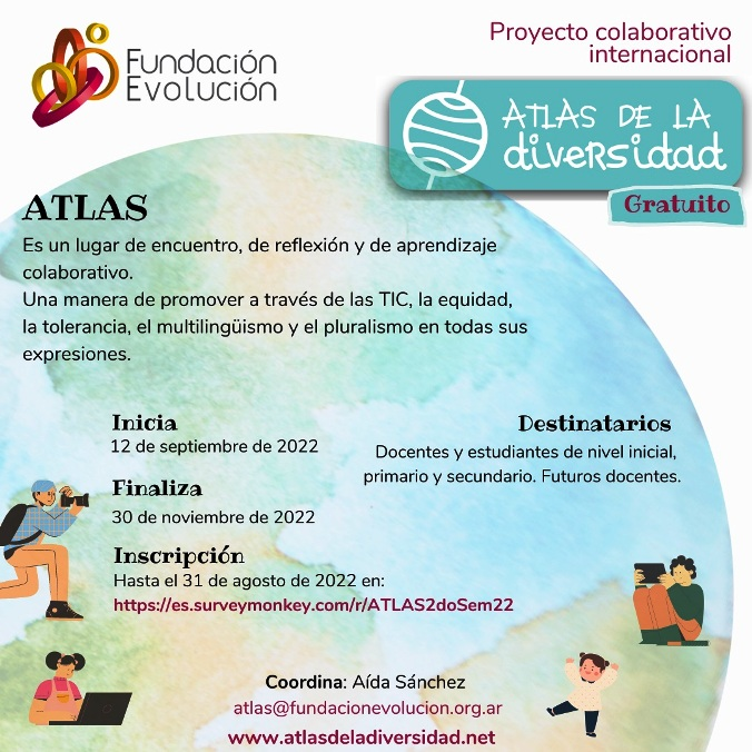 AtlasDiversidad's tweet photo. ¡Gran Noticia! #ATLAS Segunda Edición 2022 del Proyecto Colaborativo Internacional @AtlasDiversidad | #Inscripción en línea hasta el 31 de agosto de 2022 en: https://t.co/xBQ0zRUns8 ¡Te esperamos con tu grupo de alumnos! 👫👬👭💫#atlaslab / @FundEvol https://t.co/ETu9YsaQio