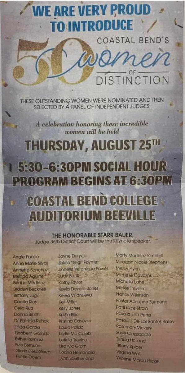 annette_mia's tweet photo. Excited to be named among  this group of distinguished   women in the Coastal Bend.  Congratulations to all the honorees!!! #WeLeadTX principals are in the house!  #BeeTheWhy #believe #achieve #succeed #distinguishedwomen https://t.co/WEJTPOnZNT