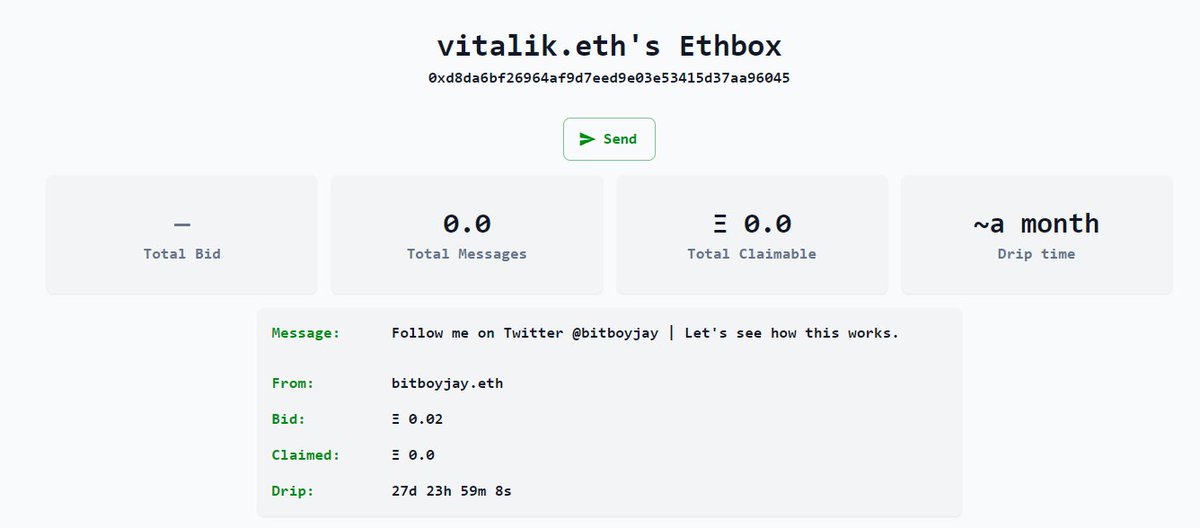 BitBoyJay's tweet photo. Let's really see how this works. Using @VitalikButerin wallet as a billboard 🫡 https://t.co/TvzNukoFzR