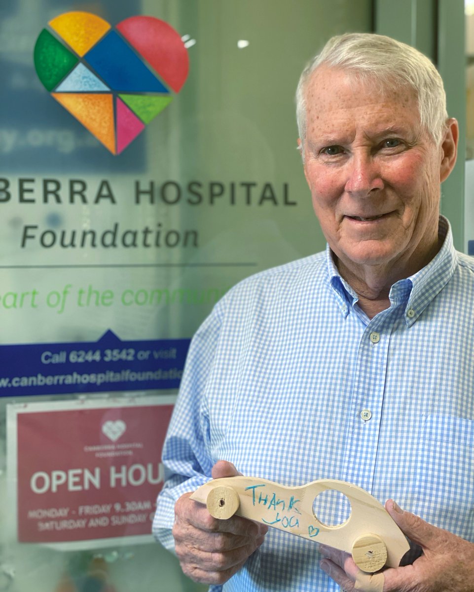 CH__Foundation's tweet photo. 👏 Congratulations on making and donating your 1000th wooden car, Ian! He designs and creates these awesome wooden toy cars which are given out to paediatric patients to colour in and personalise. We're so grateful for Ian’s donations. #GenerousCanberra #CanberraRegion https://t.co/MDEDof3s7J