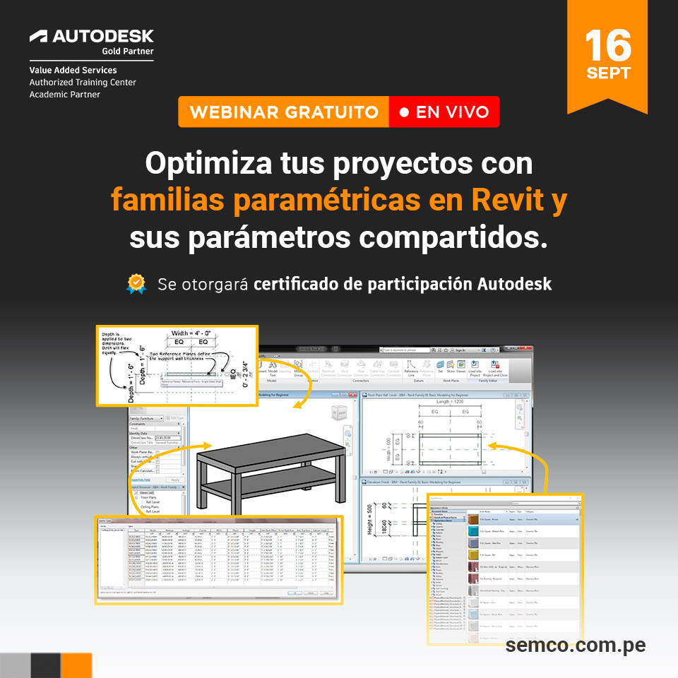 SemcoCAD's tweet photo. Participa de nuestro #Webinar: Optimiza tus proyectos con familias paramétricas en Revit y sus parámetros compartidos ¡No te lo pierdas!

Regístrate aquí 📌 https://t.co/gnICedpEZd

📅 Fecha: 16 de septiembre
🕒 Hora: 7:30 p.m.
👩‍💻 Expositora: Ximena Hernández 
💻 Vía Zoom https://t.co/PjOoNVlRKg