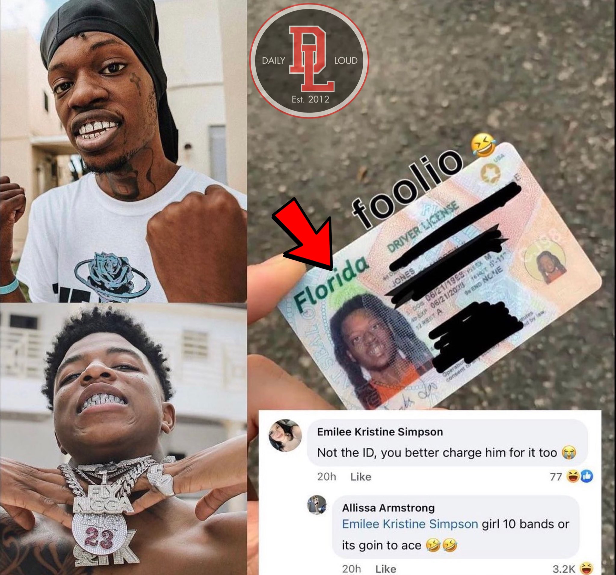 Daily Loud A Woman Found Julio Foolio S Lost Id And Is Demanding 10k From Him For It If Not Paid She Is Giving The Id To His Opp Yungeen Ace