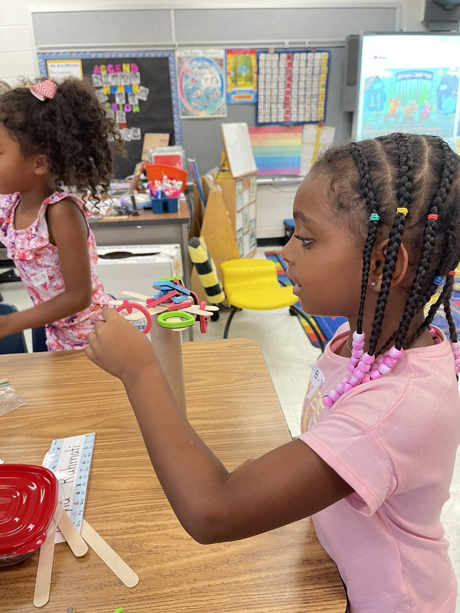 Friday challenge: work with your partner to build a coconut tree that can hold all the letters of the alphabet.  Inspired Chicka Chicka boom boom, we gave it a go and learned how to be a partner. <a href="/SwansCreekES/">Swans Creek Elem</a> #weareswans