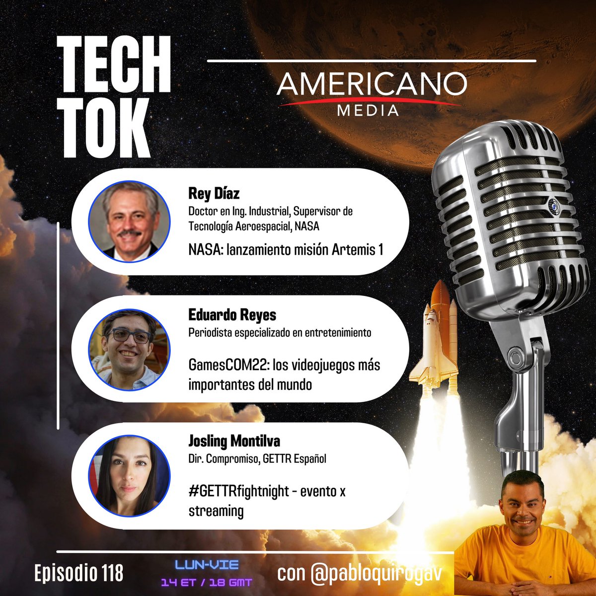 pabloquirogav's tweet photo. 🚀ya está el #EP118 de #TechTok por Americano Media
🎙 gracias a nuestros invitados Rey Díaz, Eduardo Reyes y Josling Montilva
📻 escúchalo aquí https://t.co/jIFVfjIwis https://t.co/So5qDAggHP
