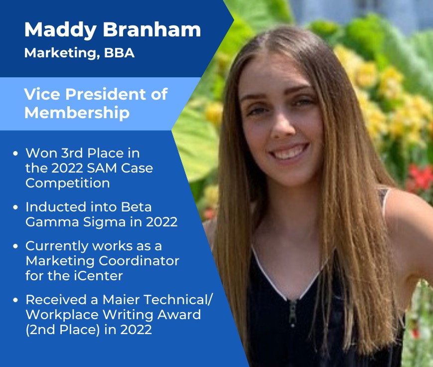 marshallusam's tweet photo. Meet Maddy! As our VP of Membership last semester, she did a great job and we are glad to have her return this year! #SAMShowcase #Fall2022 https://t.co/0JtV5cv6gx