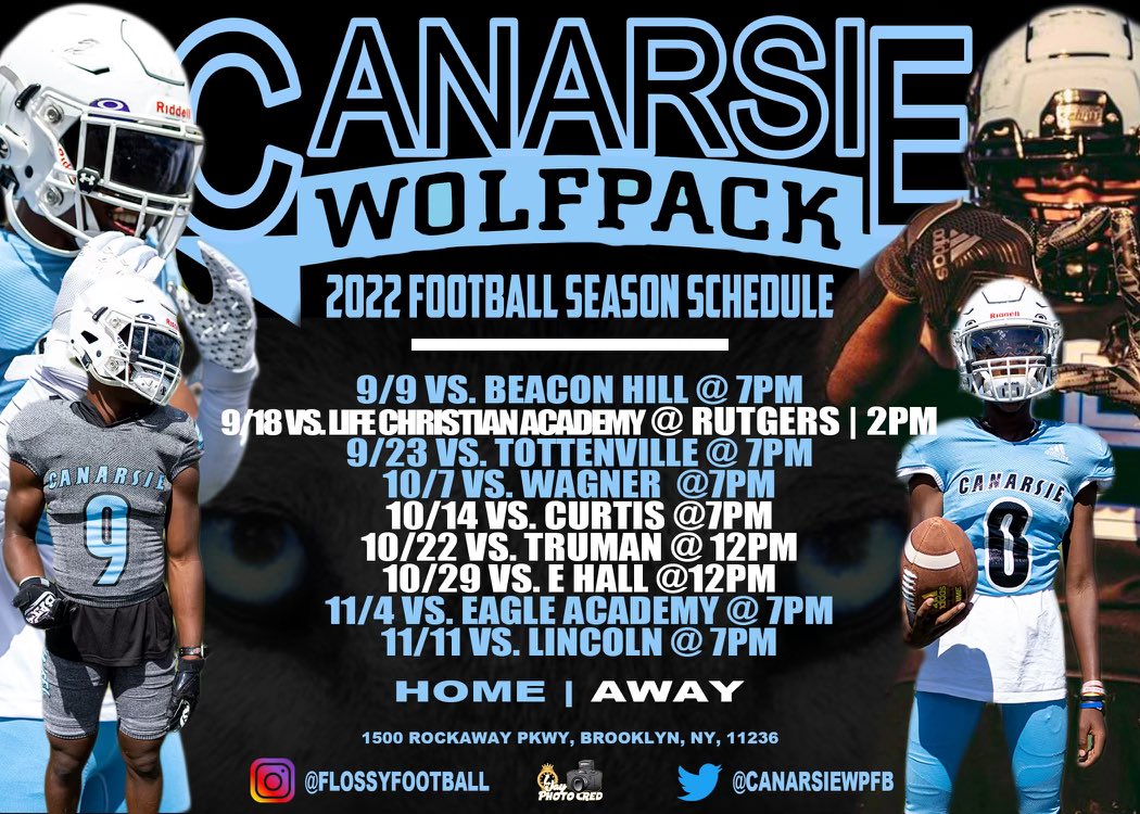 2022 Canarsie WolfPack Football Season Schedule #FlossyFootball 😎