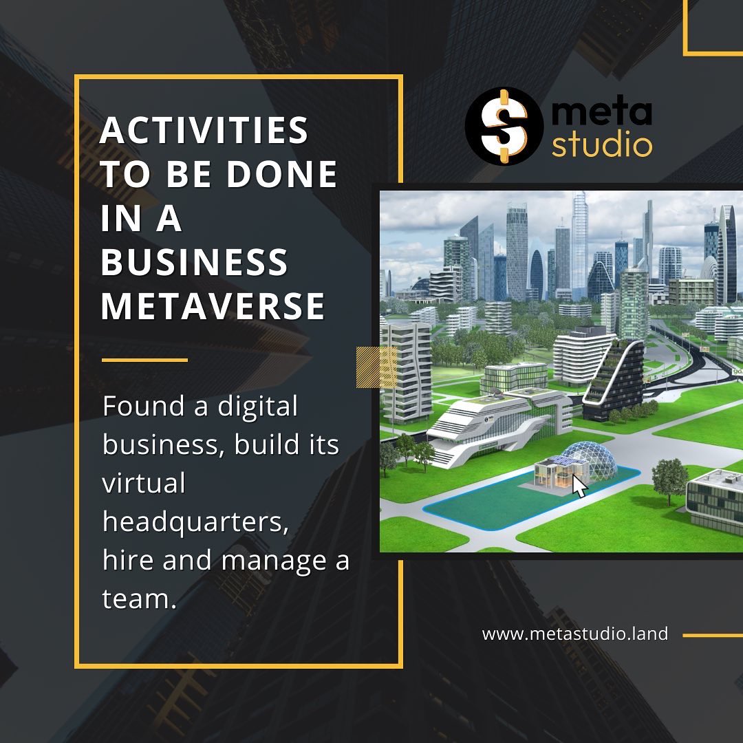 MetaStudioDAO's tweet photo. 💡 We are here to inform you with this #Thread about the #opportunities that await you in the #businessmetaverse we are proudly building:

☑️ Found a #digitalbusiness , build its #virtual headquarters, hire and manage a team

#metaverse #cryptocurrecy https://t.co/4fnSYeL1LK