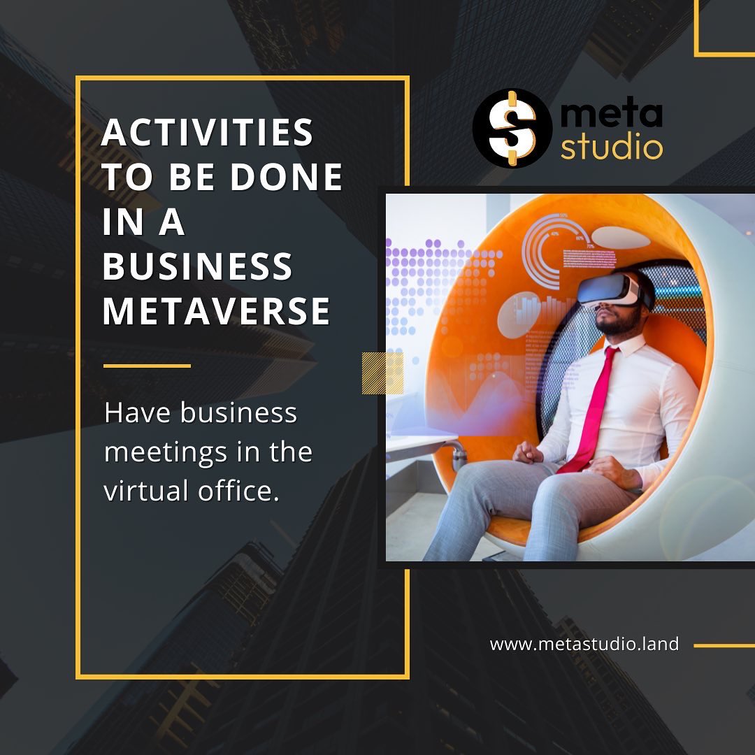 MetaStudioDAO's tweet photo. 🌐 Activities that you’ll be able to do in our #businessmetaverse :

☑️ Have business meetings in your #virtual office 

#business #entrepreneur https://t.co/wRxZ4sz7O9