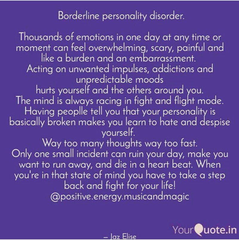 Zeemotional's tweet photo. If you have someone with Borderline Personality Disorder in your life please don't take their threats of self harm or suicide as manipulation, thinking your world is ending over the smallest things is very real to us and sends us over the edge easily. https://t.co/QAaCYmTvEF
