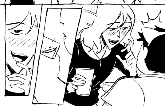 this is why drawing and creating with a set of fresh eyes and in a better mood matters! i did this exact set of panels below 3 months ago?  yikes. talk about slow!! but I finally revisited it recently to move forward and have more fun :') 