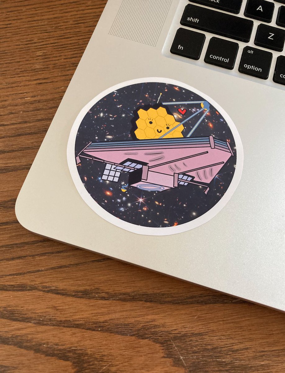 NevinBecky's tweet photo. Hi friends! I made a bunch of cute JWST stickers! Here's the link to my etsy shop: https://t.co/1iUpUbk8M6 https://t.co/zwsVuFOQ60