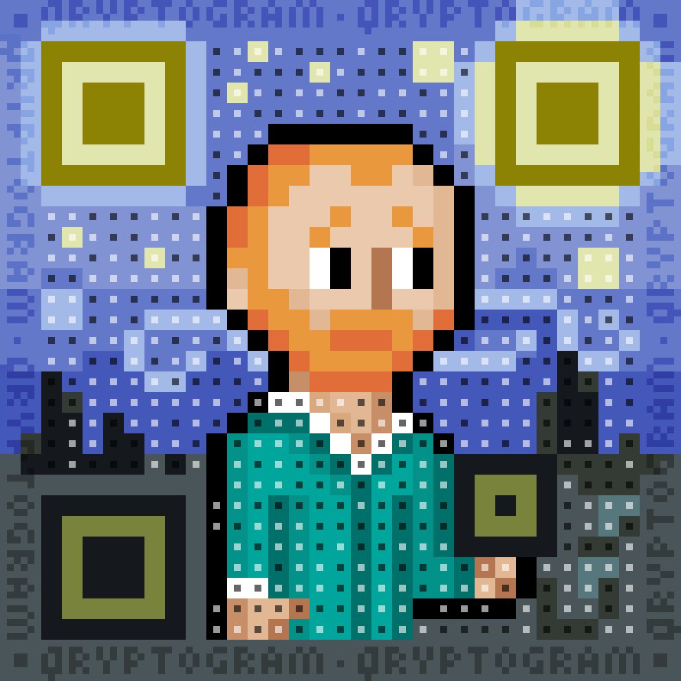 New 0055 Vincent QR pixelart NFT in the qryptogram collection, link in the bio. #nftart #NFTCommunity #QRCode #VanGogh #vangoghmuseum #pixelart #rarible <a href="/rarible/">Rarible</a> #NFTdrops #EthereumNFT