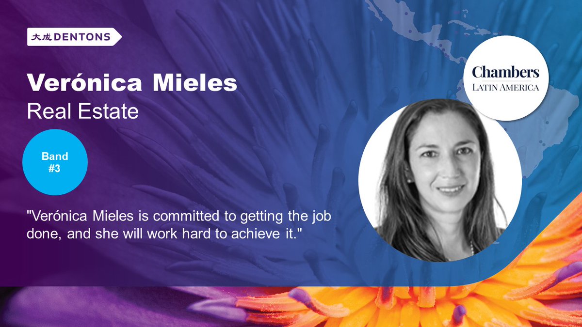 Orgullosamente anunciamos que nuestra Socia <a href="/MielesVeronica/">Veronica Mieles</a> rankeo en Band #3 en la práctica de Inmobiliario en la guía Latin America 2023 de <a href="/ChambersGuides/">Chambers and Partners</a>

Clientes mencionaron: "Verónica Mieles is committed to getting the job done, and she will work hard to achieve it."