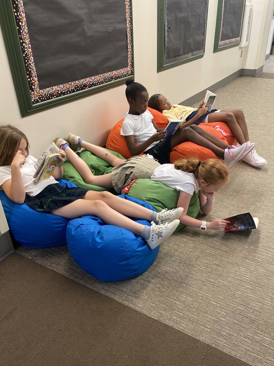 It was hard to pull these girls away from their books at the end of quiet reading time. I can’t say I blame them for not wanting to leave their comfy set up! #trinitylearns