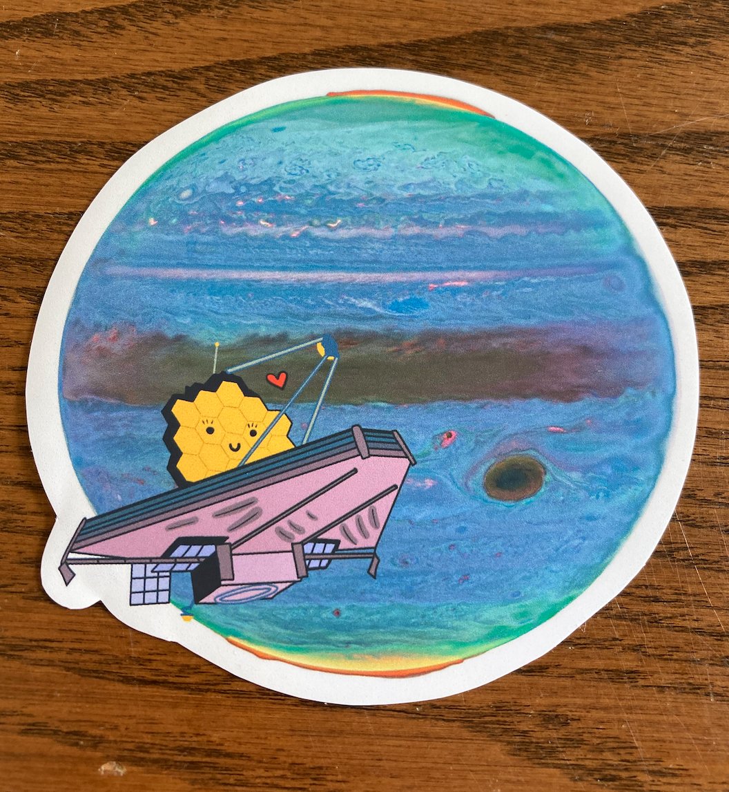 NevinBecky's tweet photo. Hi friends! I made a bunch of cute JWST stickers! Here's the link to my etsy shop: https://t.co/1iUpUbk8M6 https://t.co/zwsVuFOQ60