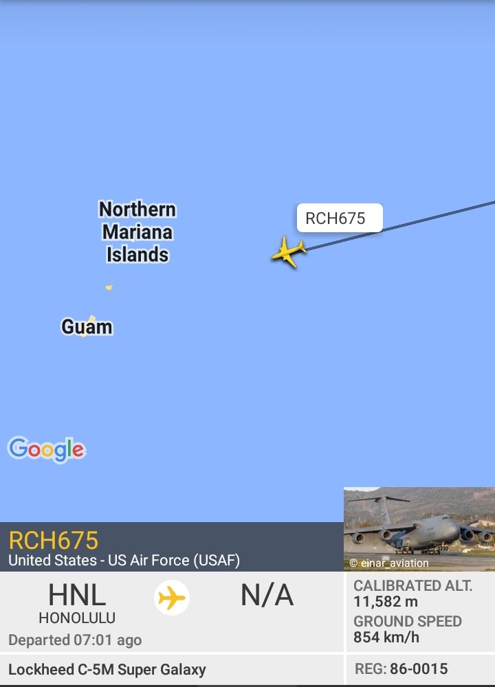 Oceanworldfree's tweet photo. 🇺🇲USAF RCH675 86-0015 #AE056C from #Oahu to #Guam

 Lockheed C-5M Super Galaxy https://t.co/82YfSCng88