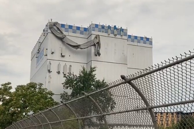 BarstoolBoston's tweet photo. Tragedy has struck the Boston area. During the evening storm, the Inflatable lock on 93 blew off and landed deflated on the lanes of 93. #RIP https://t.co/2ZqoPebyhJ