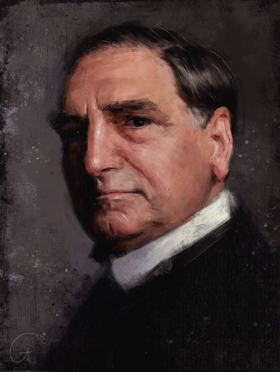 Andrea_C_White's tweet photo. started watching Downton Abbey while painting so it seemed only right to do a quick thing for it too :') #DowntonAbbey #mrcarson #jimcarter #art #portrait https://t.co/oRf5RBG4b5