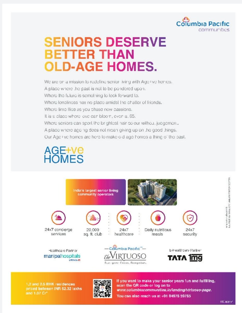 malagi_mahesh's tweet image. Brought out an unique feature on &quot;Senior Homes&quot; in today&apos;s @BangaloreMirror which is well supported by our client columbia pacific communities..@katranjeet @kalicharanRai @vk_response @sridharvMIRROR @HRMMCL_VK