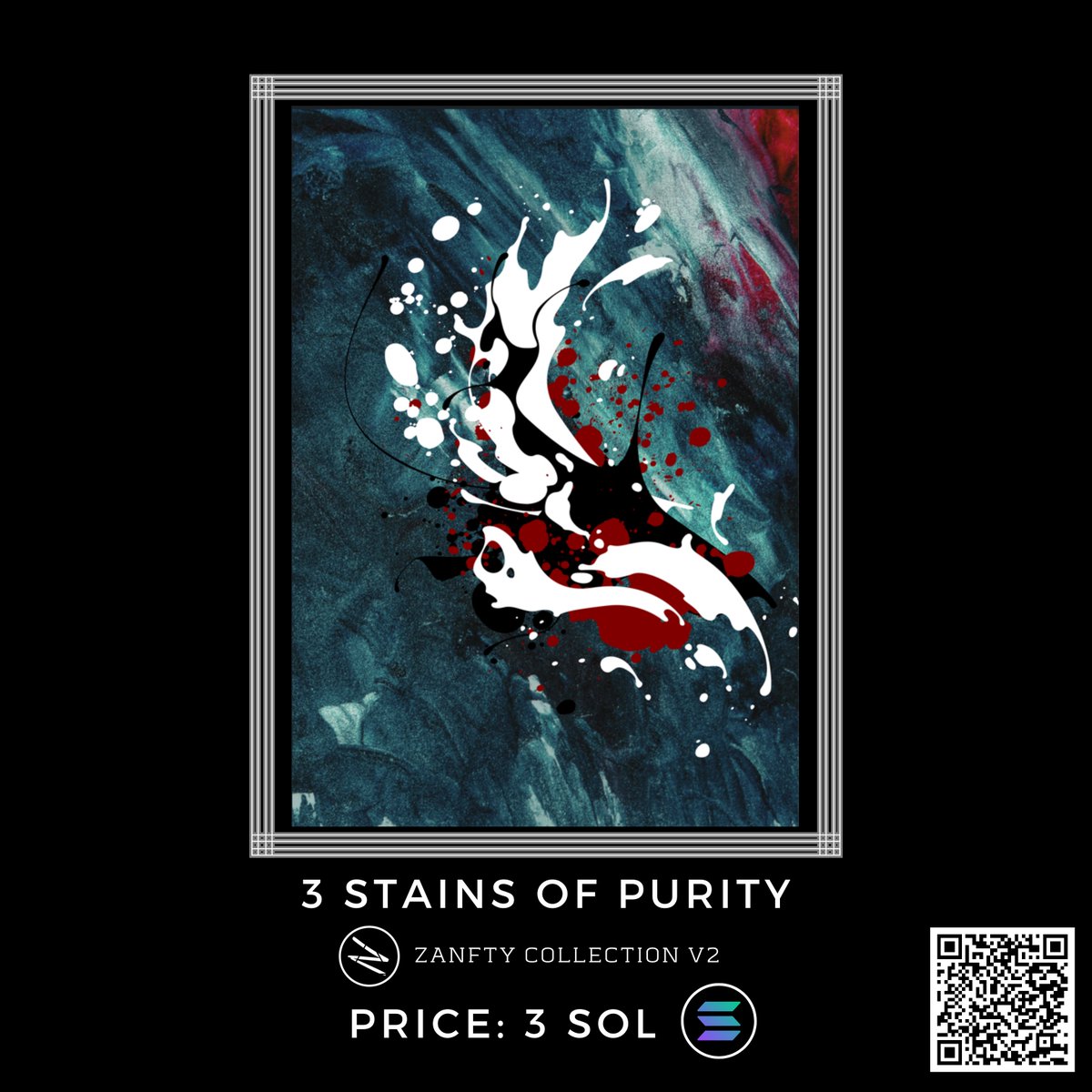 zanfty_official's tweet photo. One Of 100 Limited First Collection NFT ZANFTY 🎨
Name : 3 Stains Of Purity
Artist : Zanfty
Price : 3 SOL
Network : SOLANA
Market : https://t.co/5VSuDz1Jko
Collection : Zanfty Collection V2

Let’s go shop and check out now 🛍
Scan the Barcode Above ⬆️ https://t.co/PW97rhB1cY