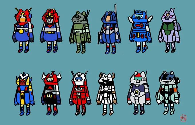 かえるヒーローズ大集合〜ロボ系36匹〜noteにまとめました。 #note  #かえるヒーローズ #ロボット #アニメ #蛙#ファンアート #fanart 