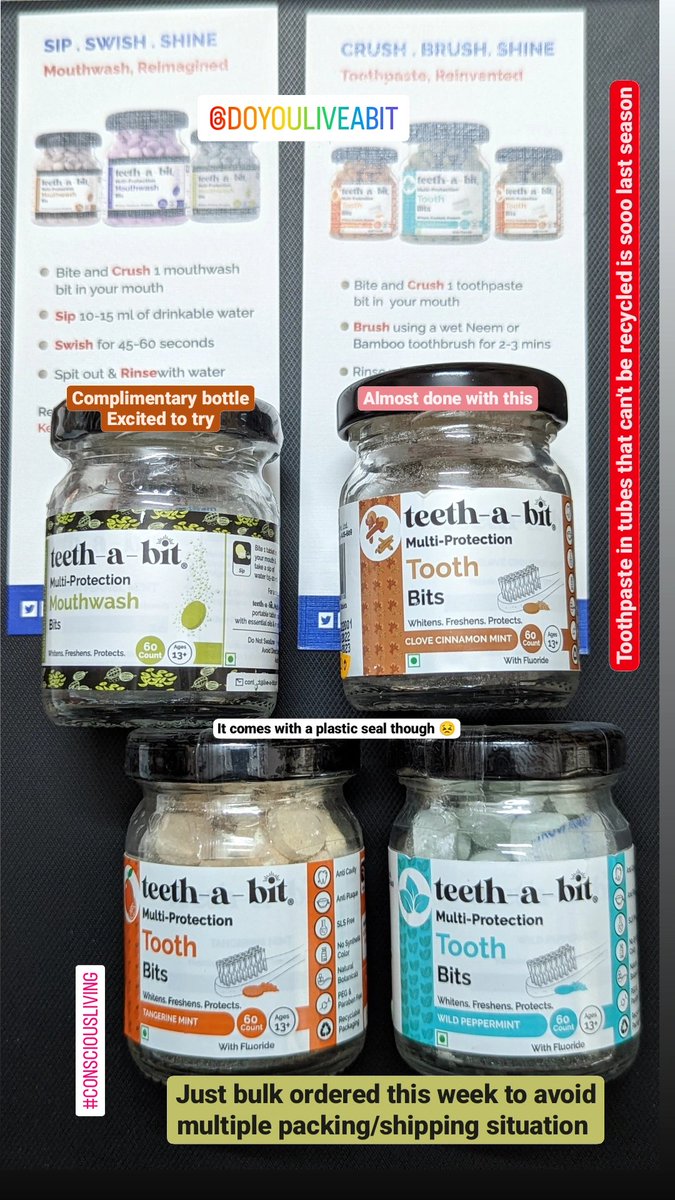 PrathyushaCFA18's tweet photo. A switch that's easy & I highly recommend - let the first activity of the day be plastic & waste free.
Brushing with #toothtablets & not a plastic brush.
#ConsciousPlanet https://t.co/BcsDHszik6