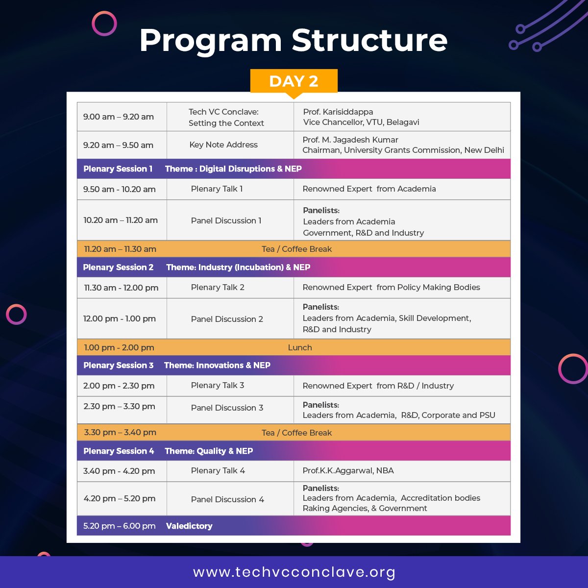 techvcconclave's tweet photo. Tech VC Conclave 2022 - Program Structure Day 2
#techvcconclave #techvcconclave2022 #nep2020 #technicaleducation #indiantechnicaleducation #aicte #vtu #mapsystems #lisacademy #rfrf #nmit #biet #rit #rvce #bmsce #bnmit https://t.co/22iHDXFVsH