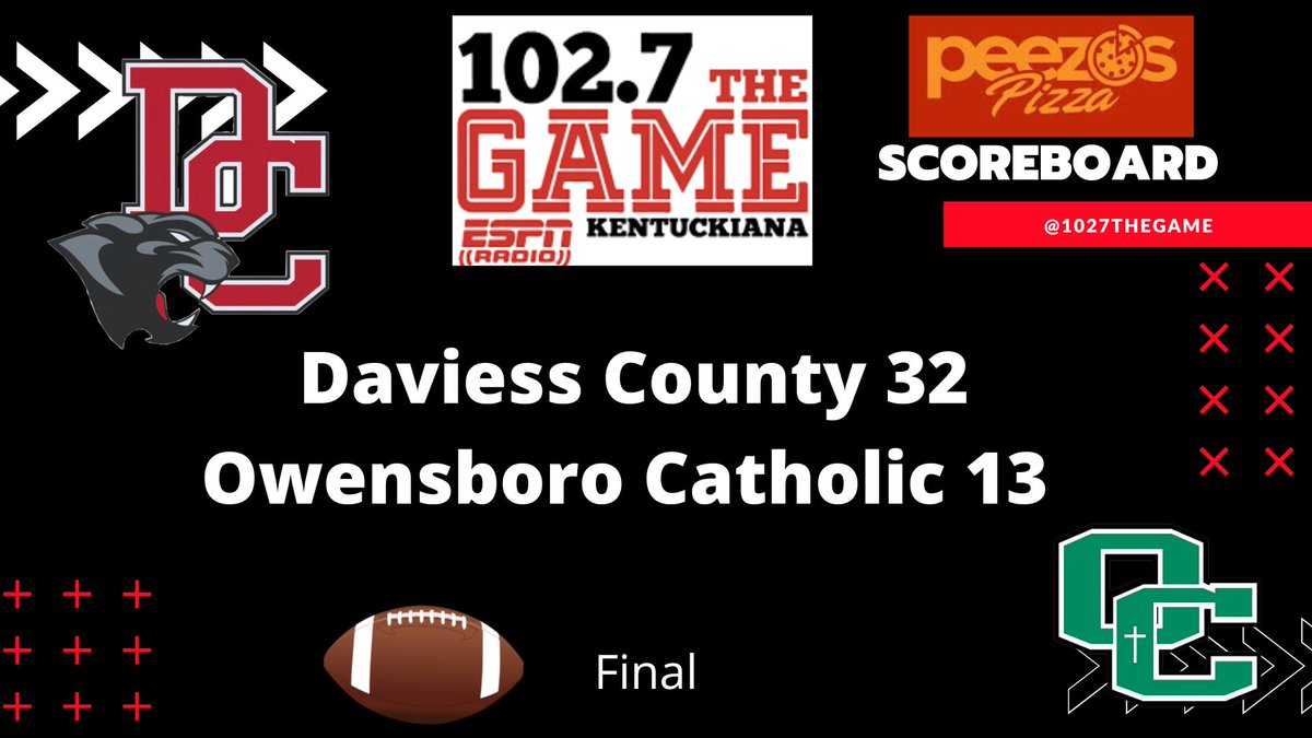 🚨 <a href="/PeezoSpizza/">🔥PeezO’sPizza🔥</a> Scoreboard Final🚨
The <a href="/DCHS_Football/">DCHS_Football</a> Panthers wear down the Catholic Aces in the second half to a 2-0 start on the season. Decker Renfrow had 4 interceptions and 2 touchdowns on the night. *Spoiler alert, Renfrow will be the player of the week once again.