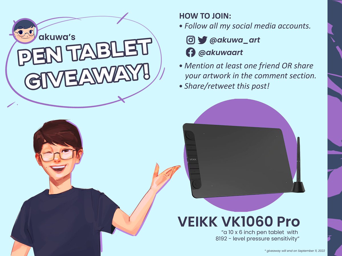 artofakuwa's tweet photo. ✨PEN TABLET GIVEAWAY!✨

Hi! I am akuwa and I just got more than 6,500 combined followers across all of my art accounts! 
To celebrate, here’s a pen tablet for one of our lucky follower!

To join, kindly read the poster.

Goodluck! 😉 https://t.co/qLoKIiFbqO