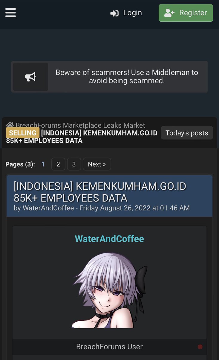 ImmiWatch's tweet photo. Dan lagi, terjadi data breach pada @Kemenkumham_RI 

Cc @kemkominfo @BSSN_RI @secgron https://t.co/slj5z18Gmm
