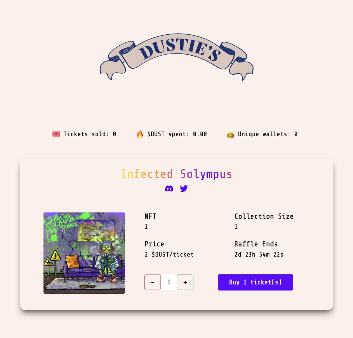 DeGodsCommunity's tweet photo. The raffle for Infected Solympus by @InfectedMob will be live on $DUSTIES for the next 72 hours

https://t.co/G6YKGsnHHF https://t.co/pAjmCh3NUl
