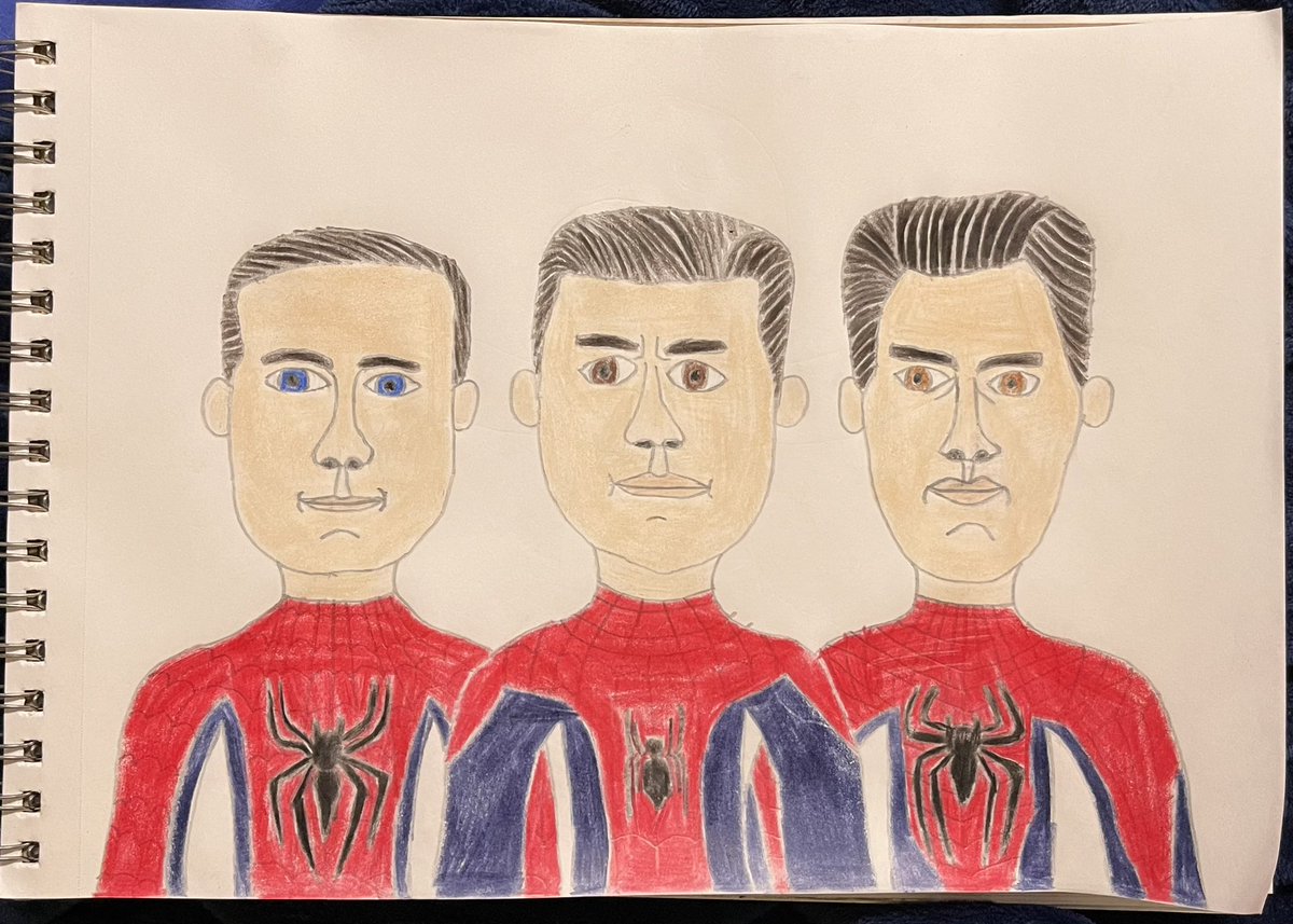 morg_laughlin13's tweet photo. Okay, #Peter1, #Peter2, #Peter3. Alright, let’s do this! @TomHolland1996 
#PeterOne #TomHolland
#PeterTwo #TobeyMaguire
#PeterThree #AndrewGarfield
#FanArt #Marvel #SpiderMan #PeterParker #SpiderManNoWayHome
#ThreeSpiderMen #ThreePeterParkers https://t.co/l2pFROiOum