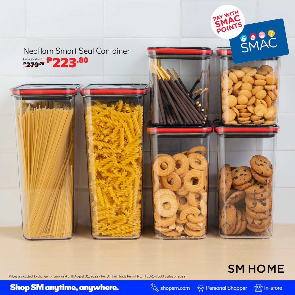 smhomeph's tweet photo. AT 20% OFF, don't lose your way around your pantry with these Smart Seal Containers from Neoflam—stack, store and see everything in plain sight! ✨

#SMHome
#ShopSMHome https://t.co/QySIm3hFuA