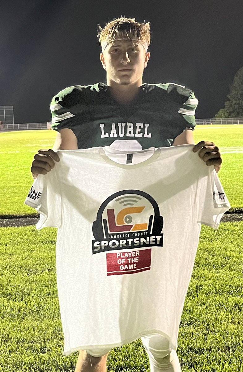LCSportsNet's tweet photo. Laurel in dominating fashion, 63-7 tonight over New Brighton. QB @ChaseTinstman with four total touchdowns for the @LawCountyCAP Player of the Game award. @dimuccio_ryan’s blocked punt secured all momentum early and gets our Mahle Chiro Play of the Game. @LaurelSpartans https://t.co/ROmREgTsFt