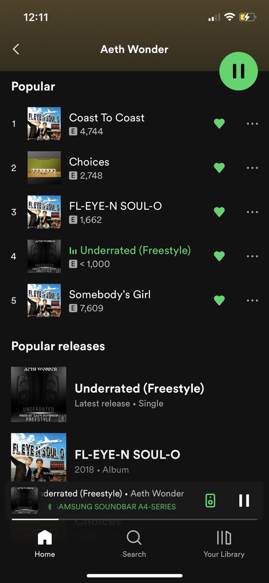 aethwonder_NWE's tweet photo. BOOMIN ON SPOTIFY! over 4k monthly listeners, over 40k streams..thank you to everyone who has added me to your playlist this month!! truly special! more content on the way π― #NWE #AethWonder #Spotify #VerifiedArtist https://t.co/n8HS8jpICA